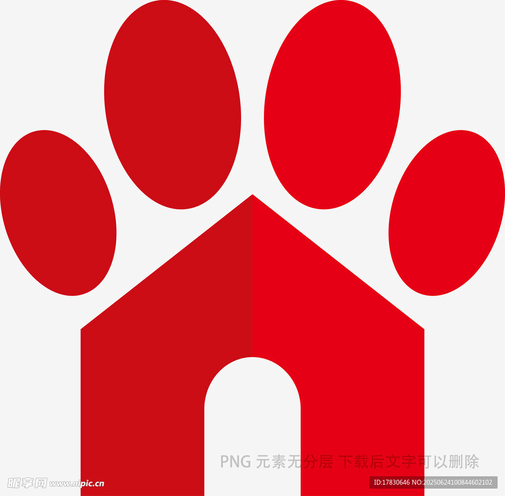 红色房屋爪印标志图案