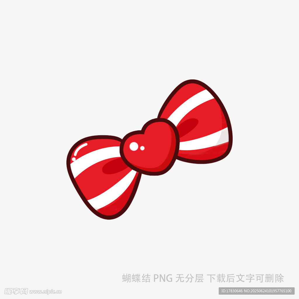 红色条纹蝴蝶结发饰
