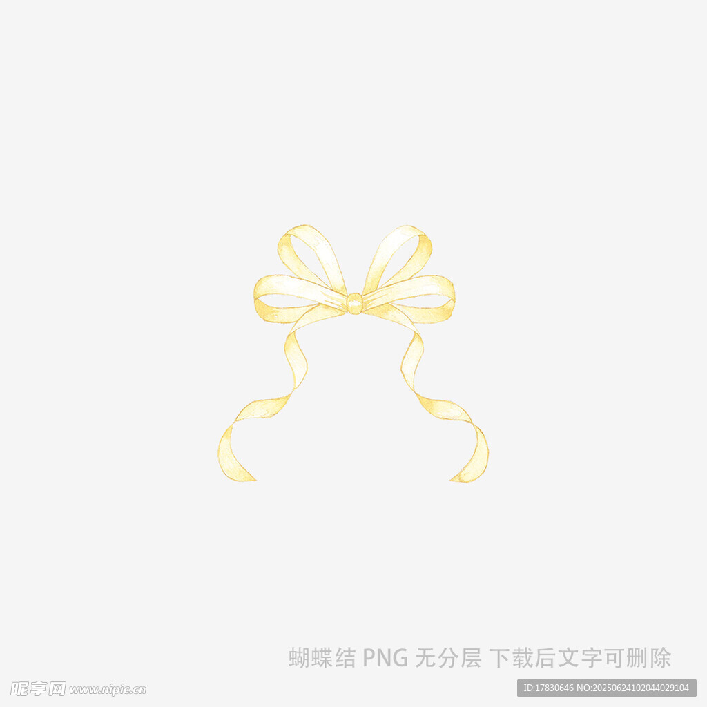 手绘黄色蝴蝶结装饰图案