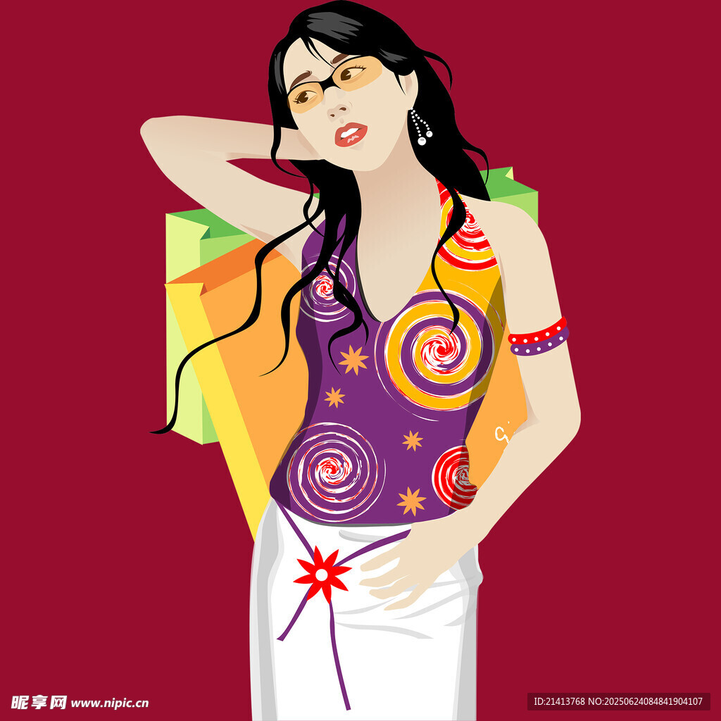 时尚女性的多彩服饰搭配
