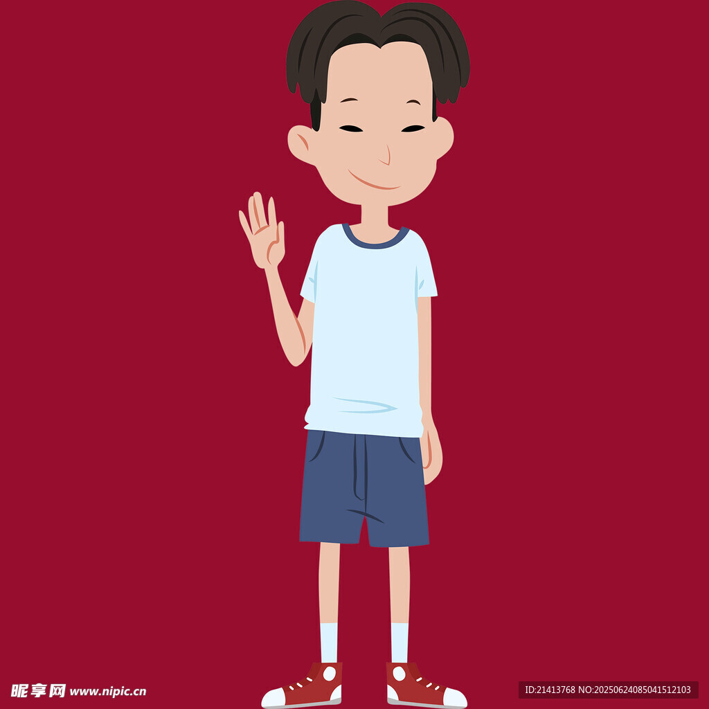 挥手小男孩