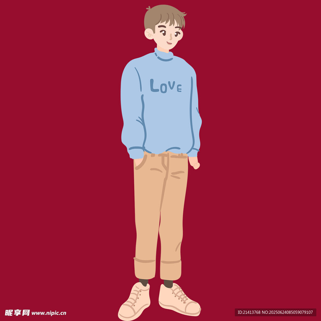 穿Love卫衣的休闲男生