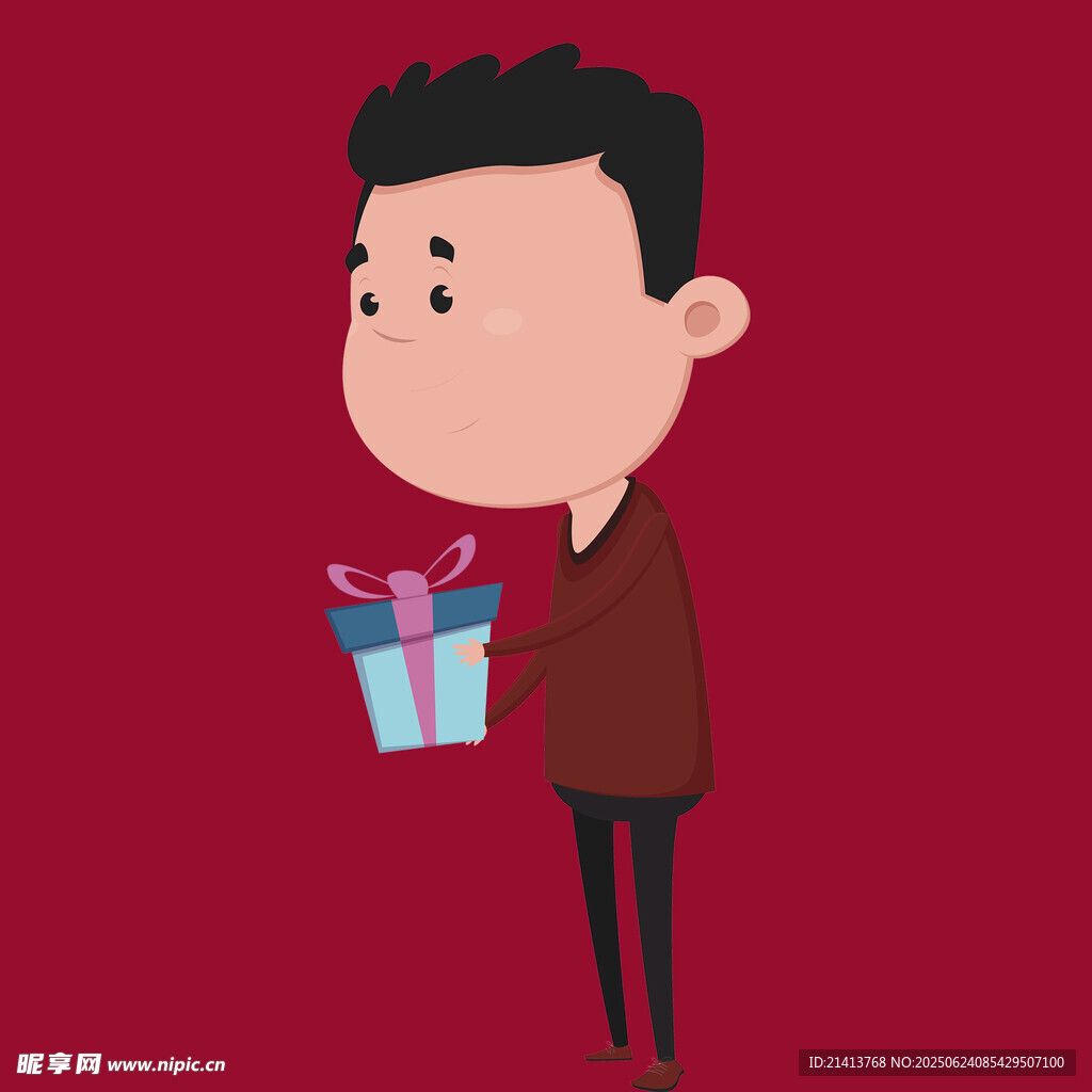 男子手持礼盒