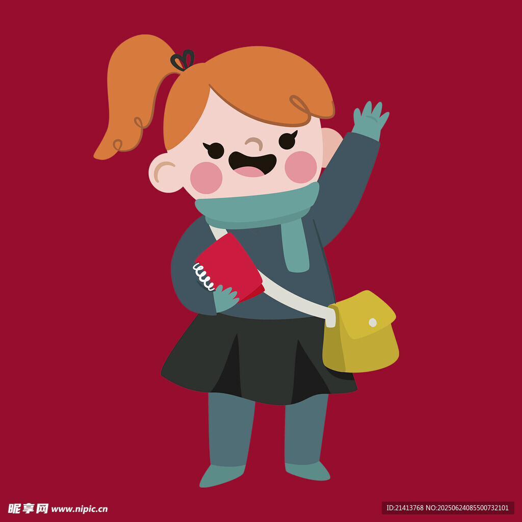 背着书包上学的可爱女孩