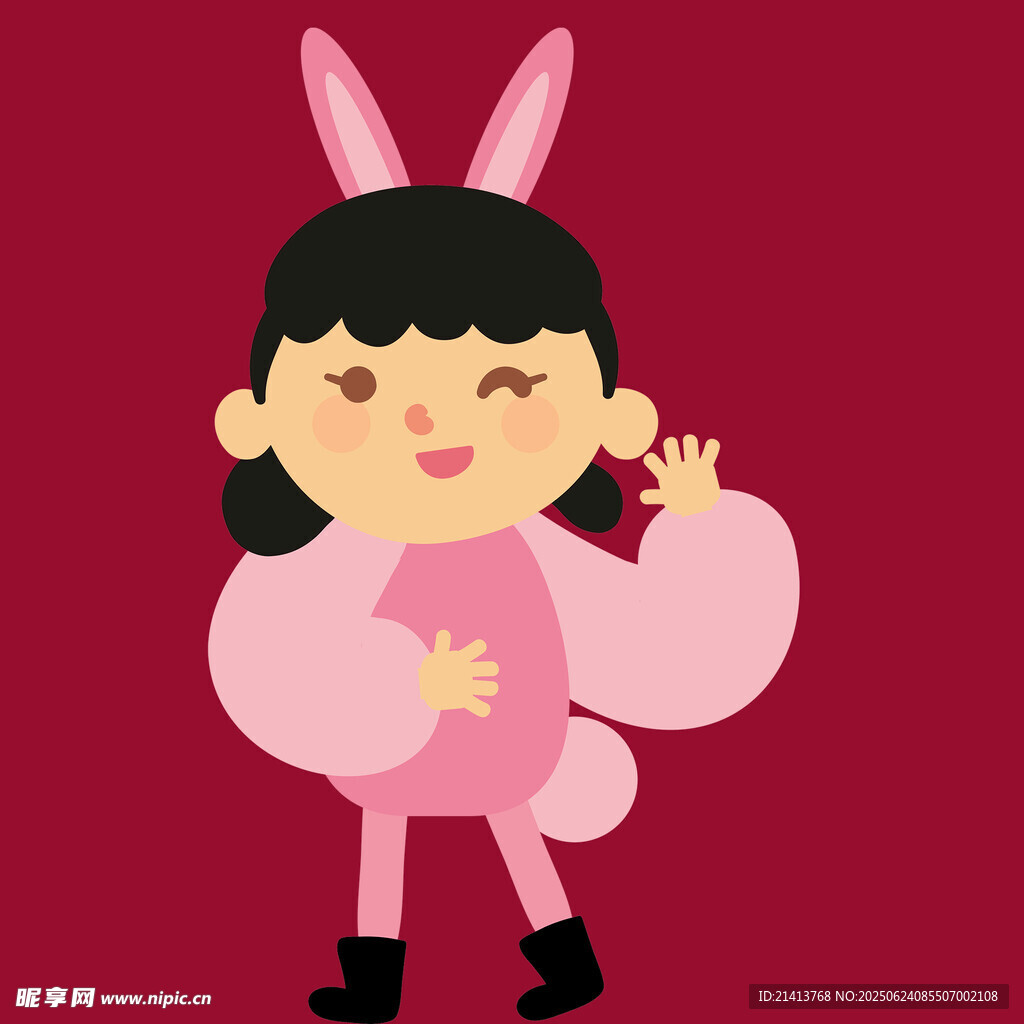 穿兔装的可爱小女孩