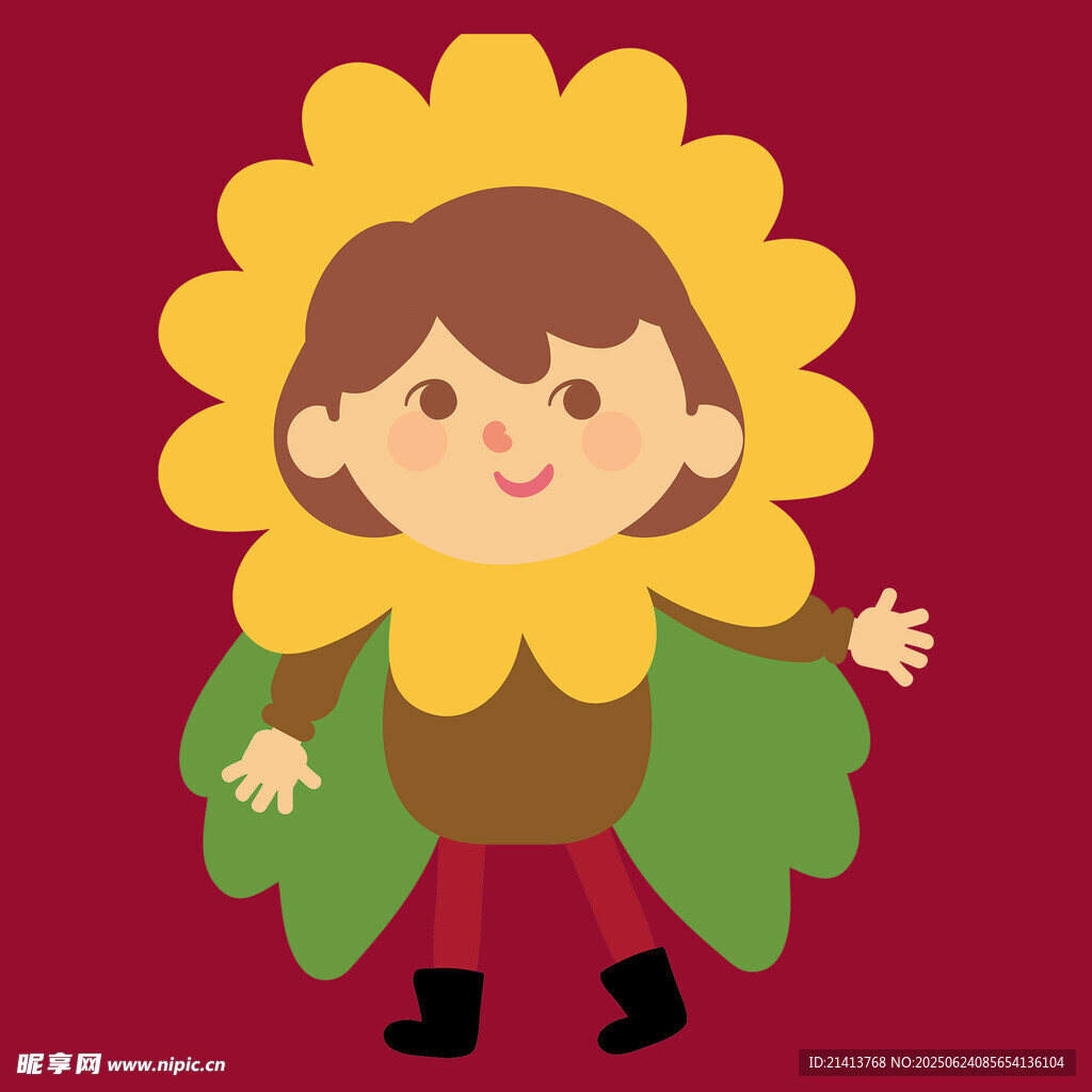 穿花朵服饰的可爱小孩
