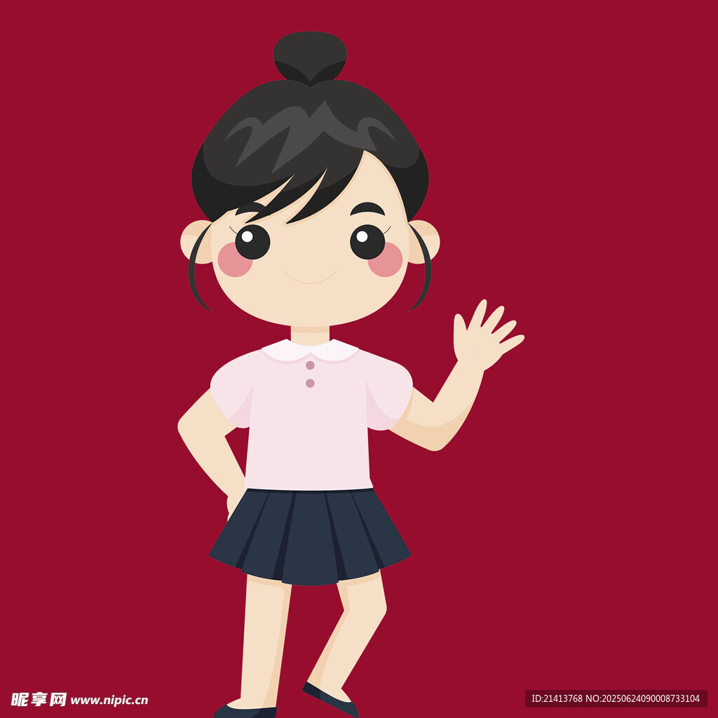 可爱挥手女孩