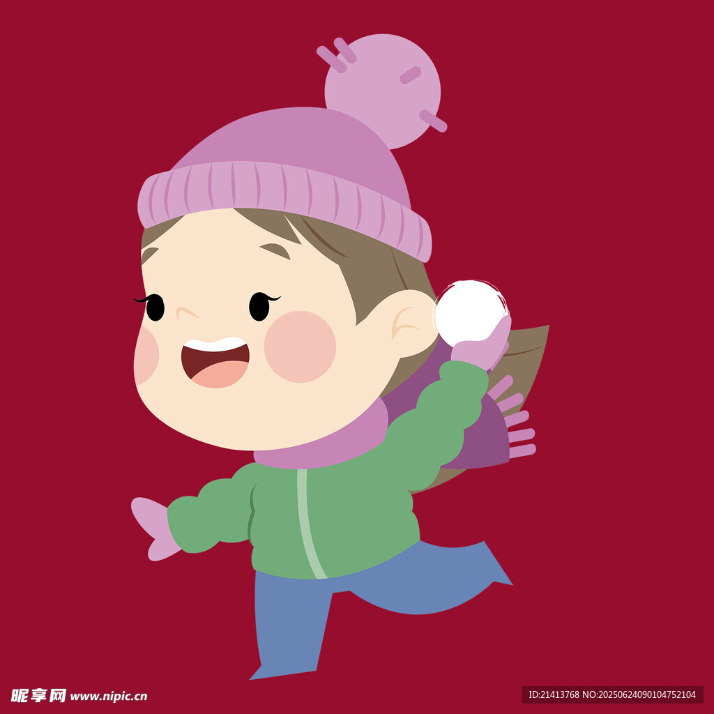 冬日玩耍的可爱小孩
