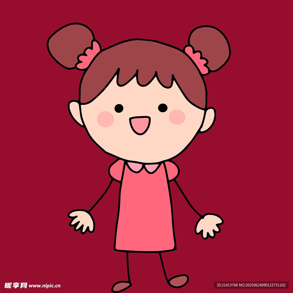 可爱双马尾红衣小女孩