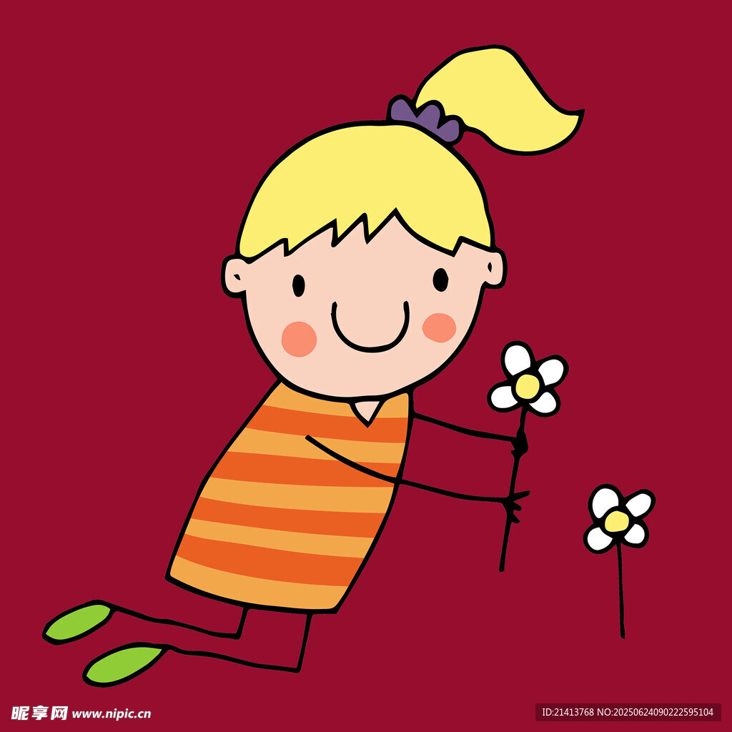 跳跃女孩与小花