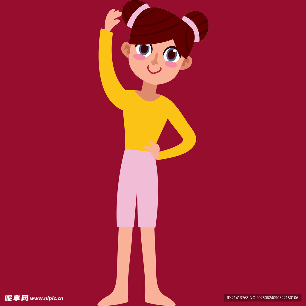 可爱女孩抬手站立造型