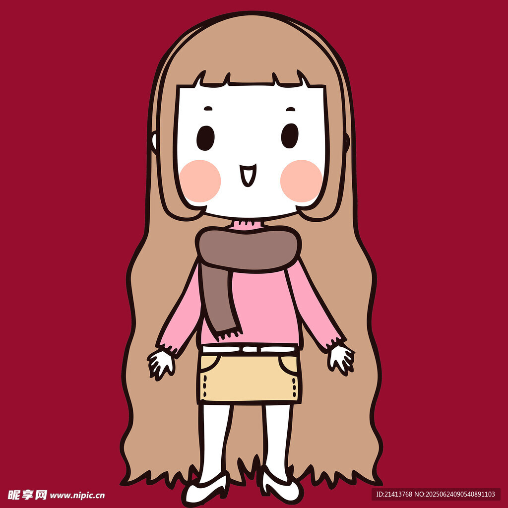 长发女孩卡通形象