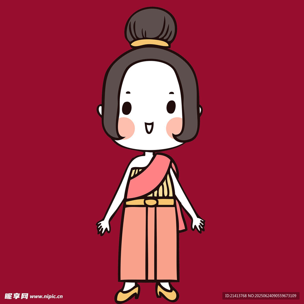 可爱古风卡通唐朝仕女形象