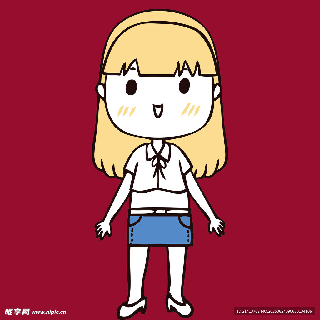 可爱金发女学生形象