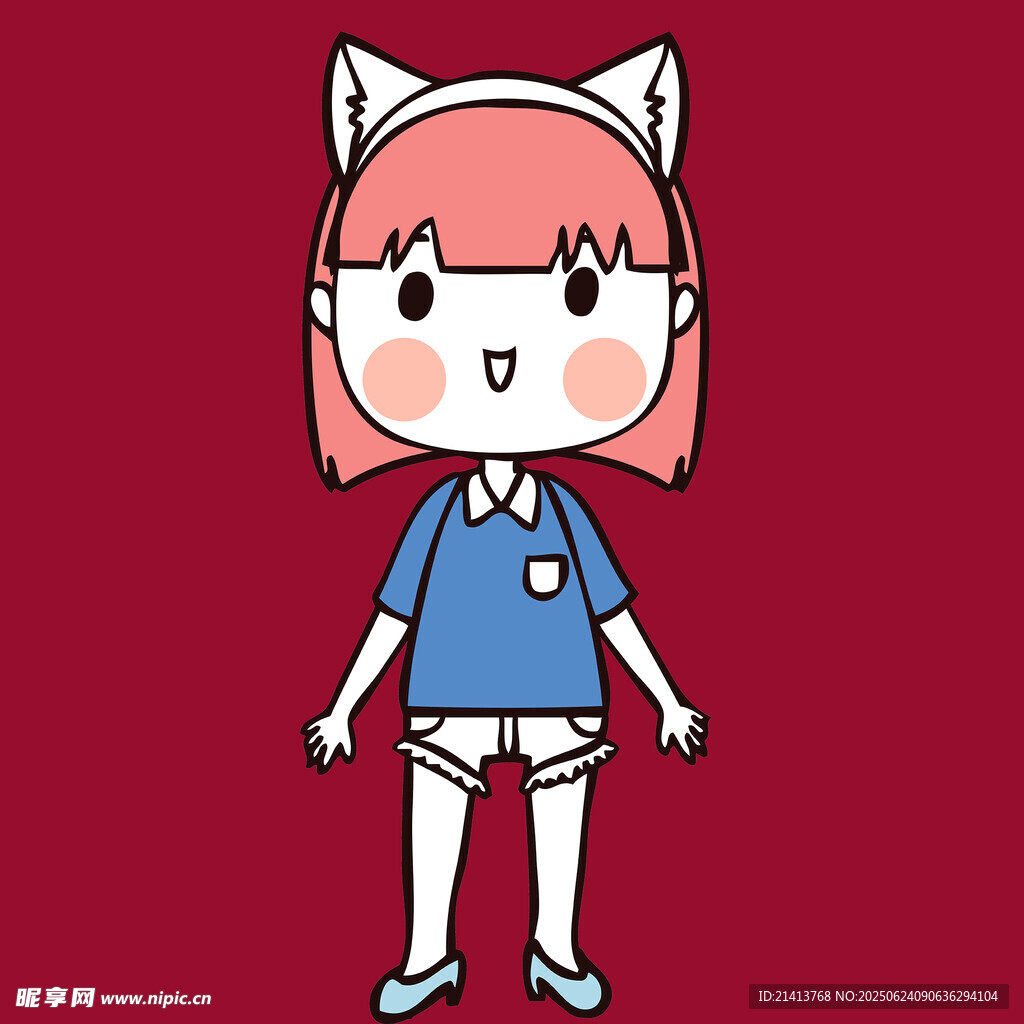 卡通猫耳女孩形象