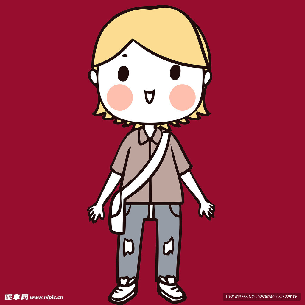 卡通风格的金发背包少年
