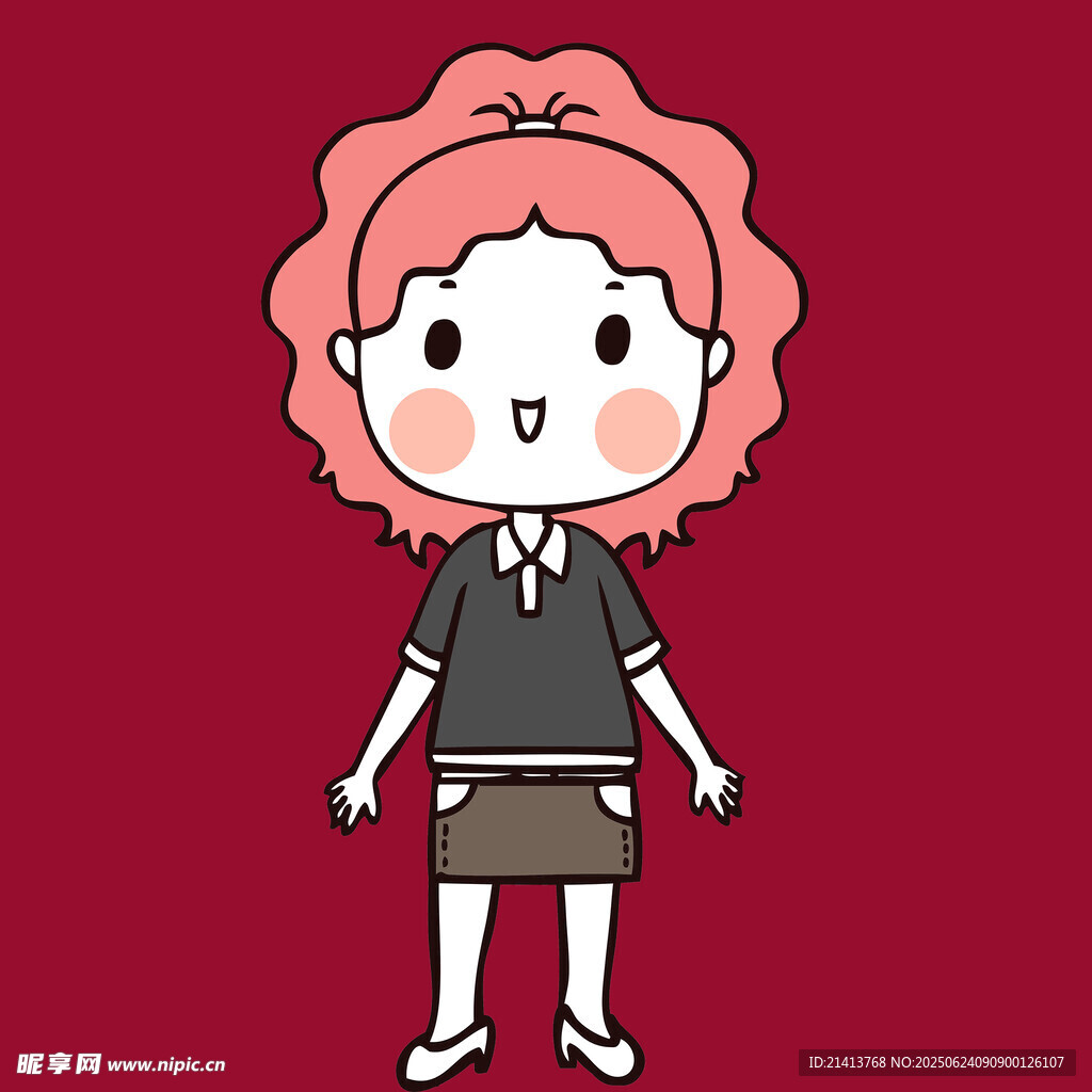 卷发女孩卡通形象
