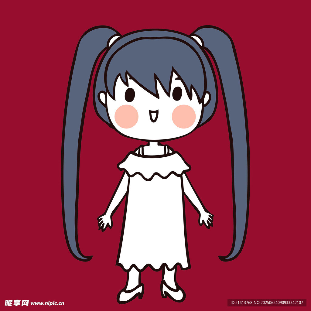 双马尾白衣卡通小女孩