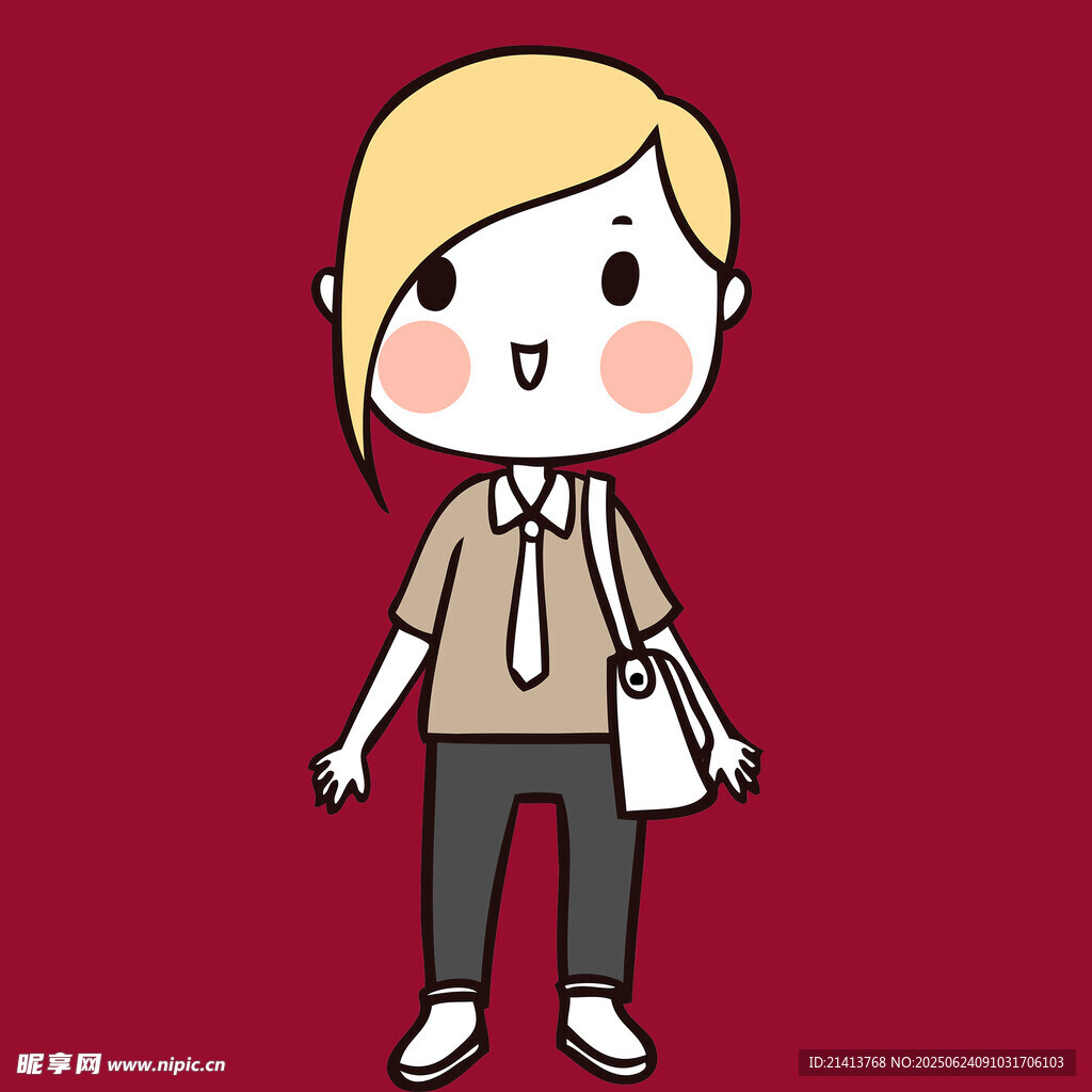 卡通风格的金发女孩形象