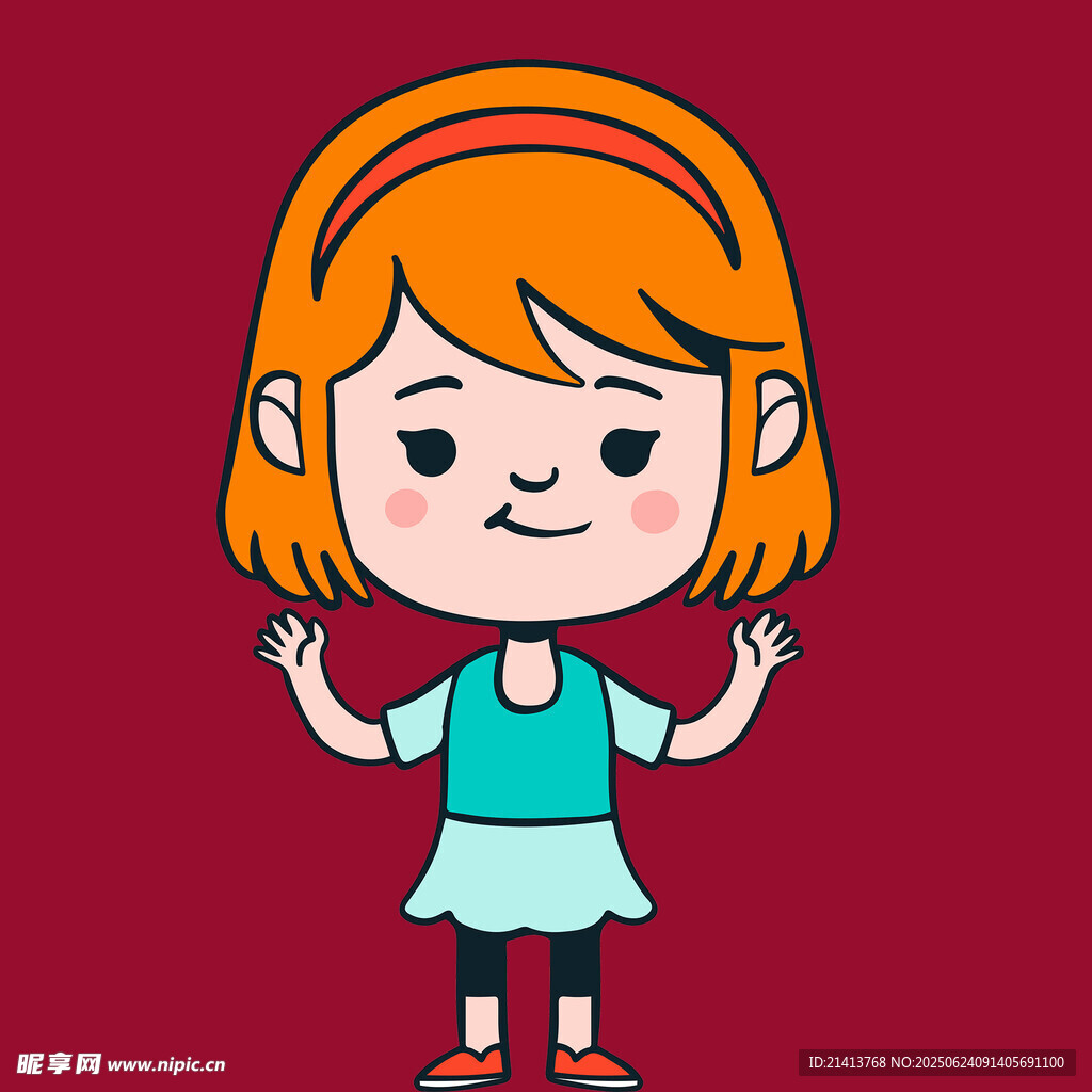 可爱红发女孩开心摆姿势