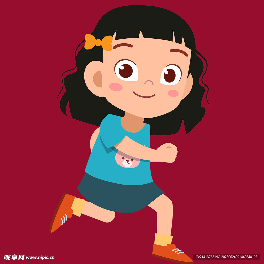 奔跑的活力小女孩