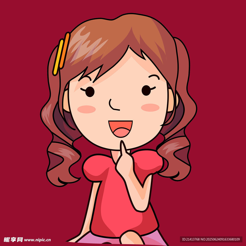 可爱卷发女孩俏皮模样