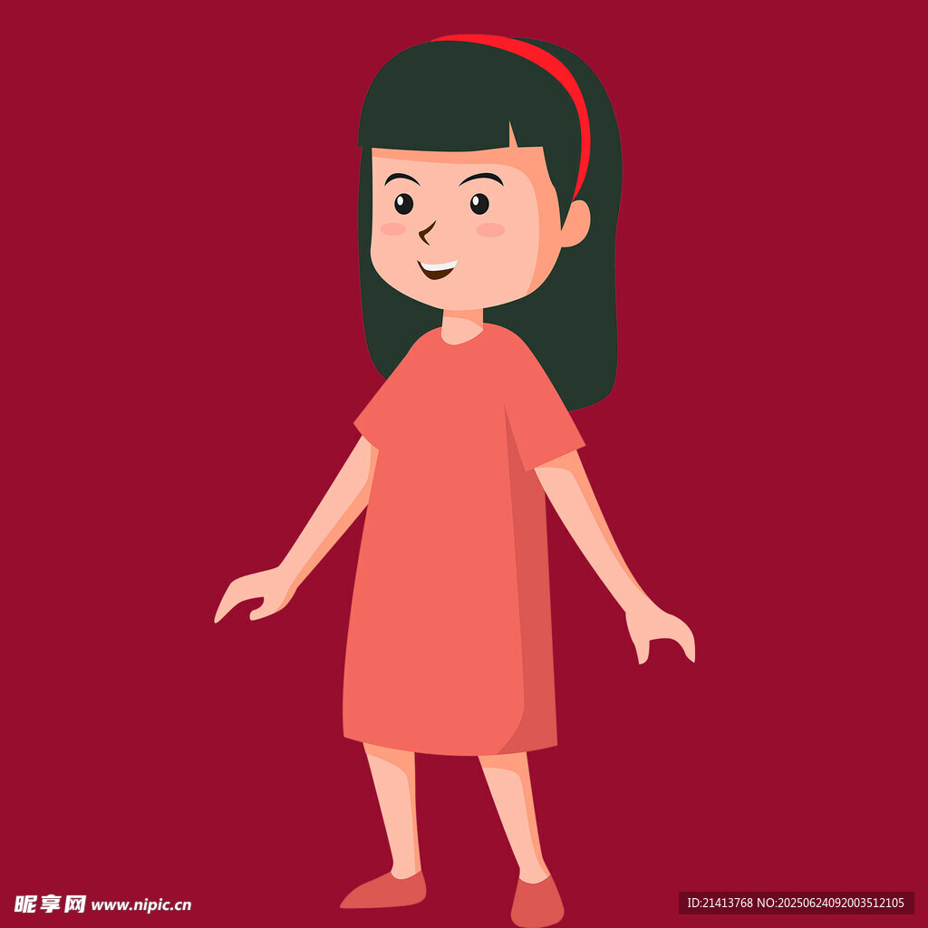 红衣小女孩站立姿态展示