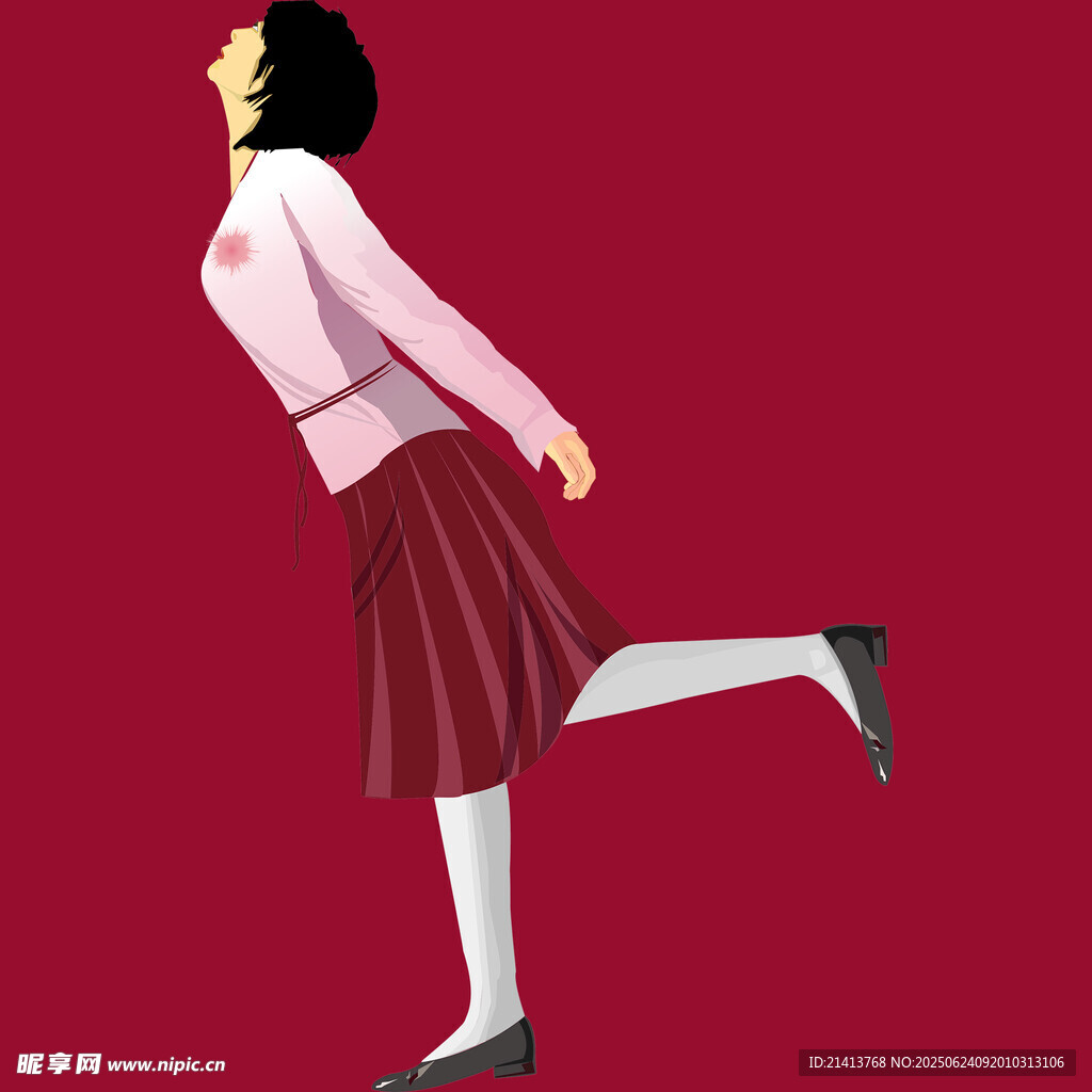 红衣女子优雅起舞