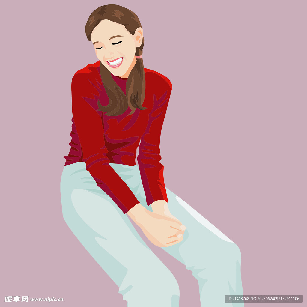 红衣女子静坐