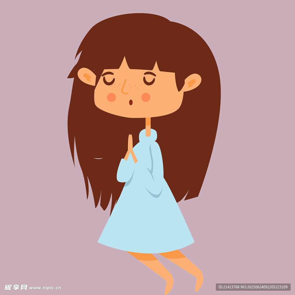漂浮的蓝衣长发女孩