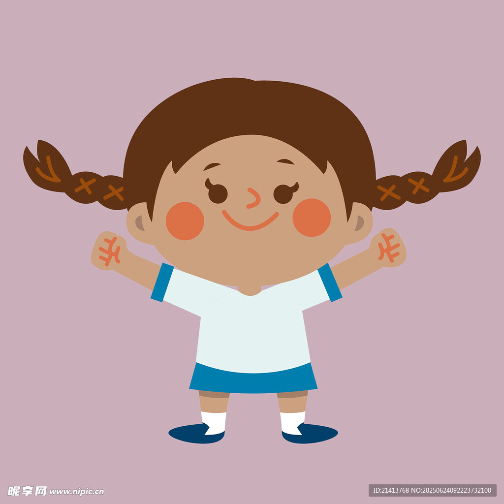 扎双马尾的可爱小女孩