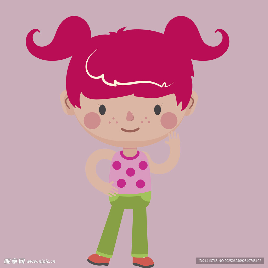 可爱双马尾红衣小女孩