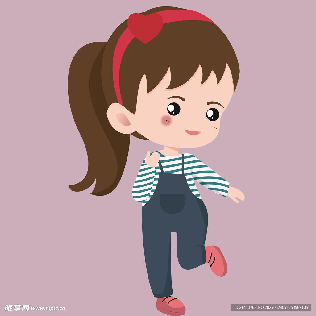 扎马尾的可爱小女孩