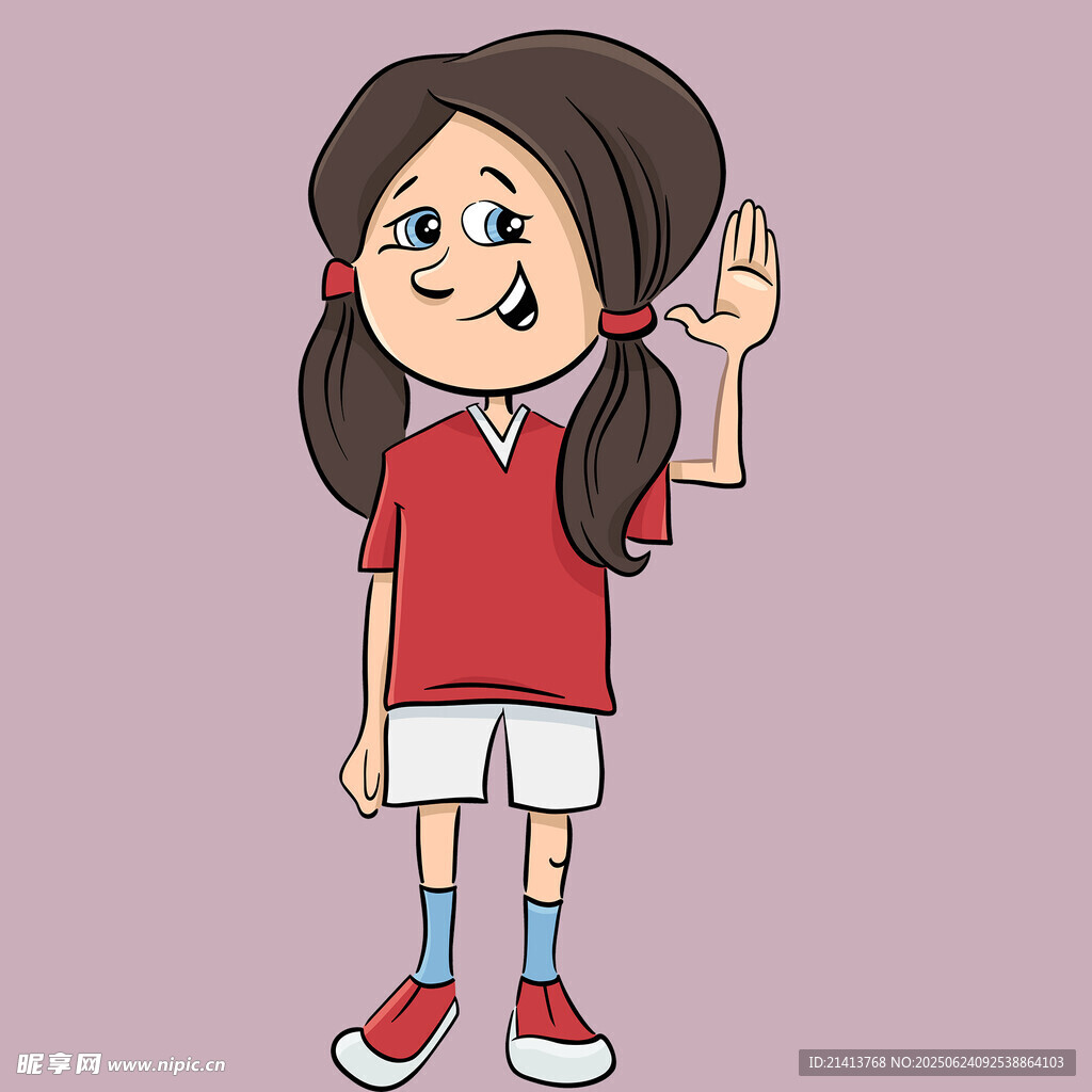 可爱红衣女孩比耶