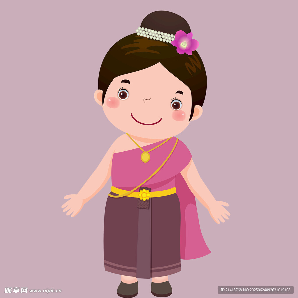 穿传统服饰的可爱小女孩