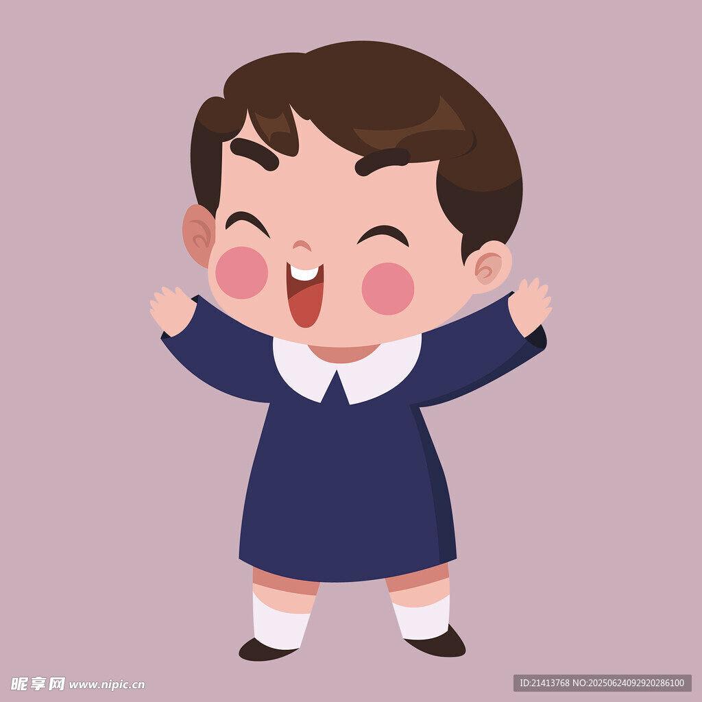 开心小女孩欢呼