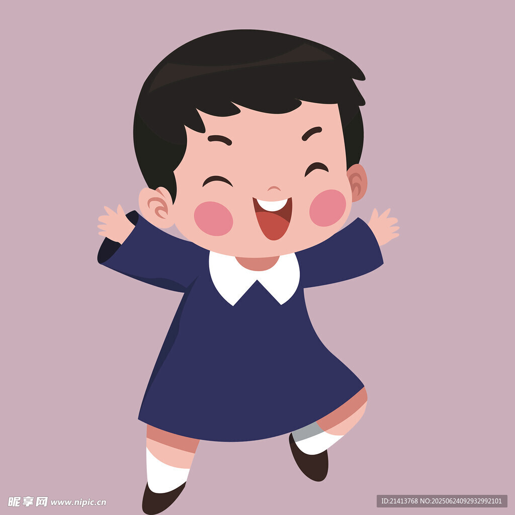 快乐跳跃的可爱小女孩