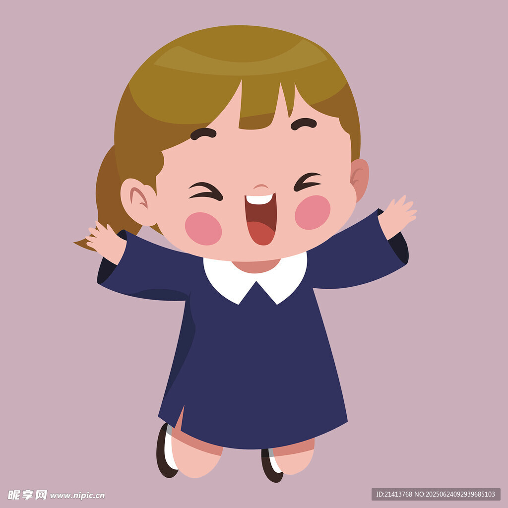欢快跳跃的可爱小女孩