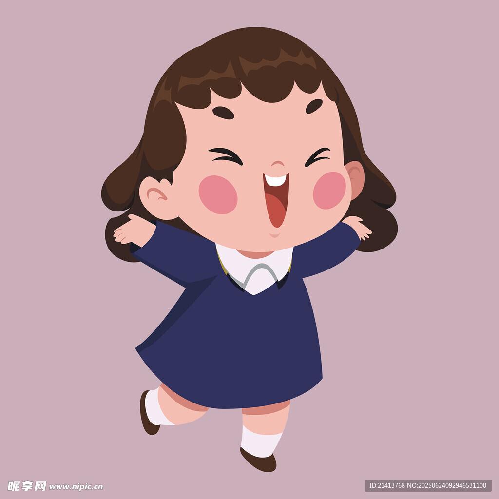 欢快跳跃的可爱小女孩