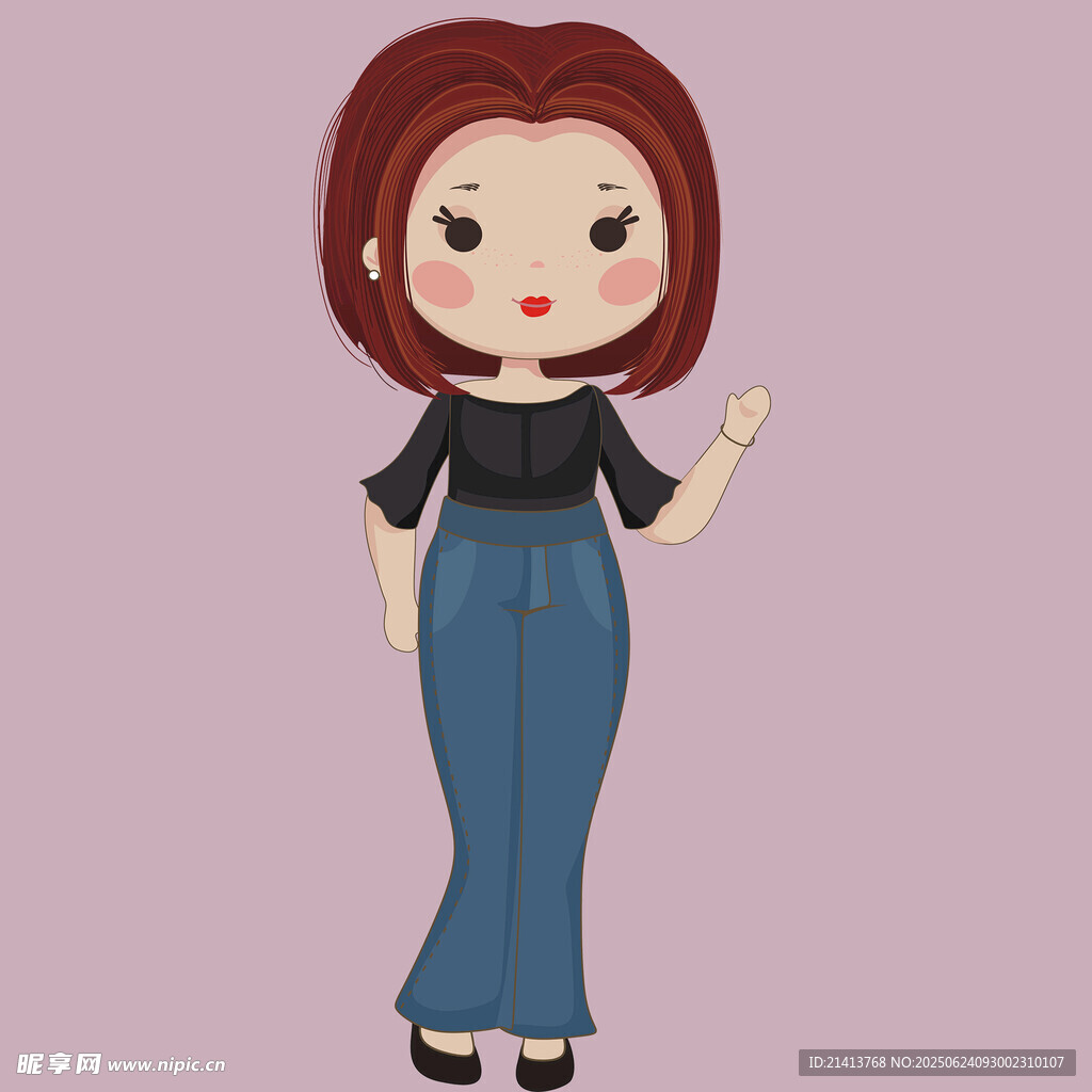 时尚红发女子挥手造型