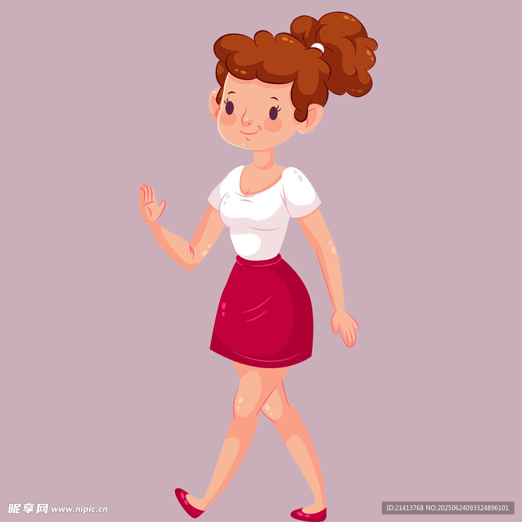 俏皮女孩优雅迈步