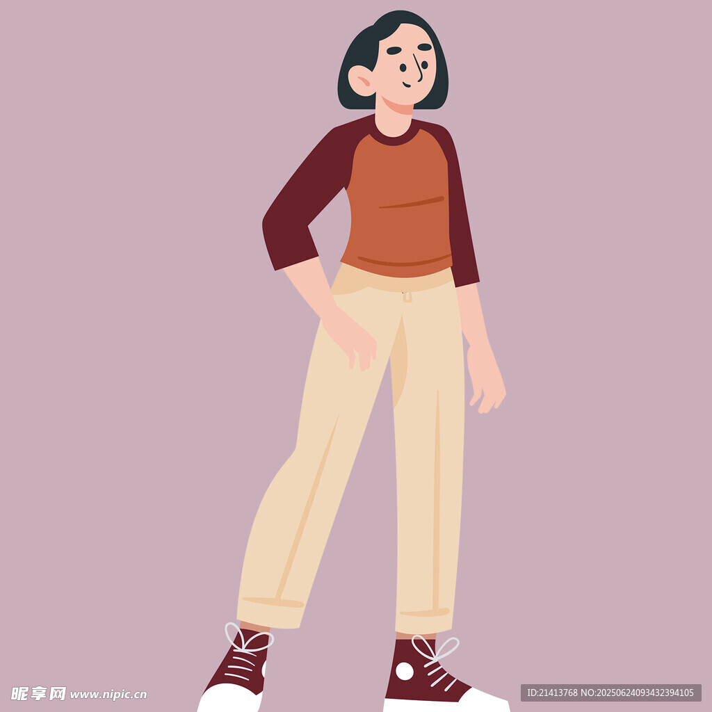 时尚休闲装扮的站立女性