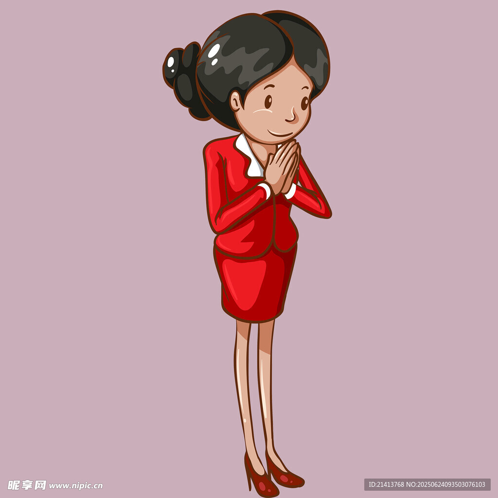红衣职业女性优雅姿态