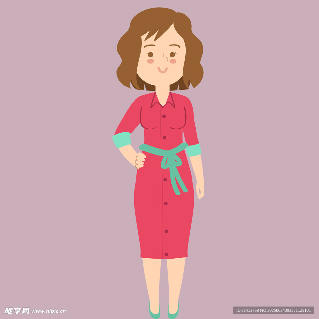 穿红裙的时尚女士