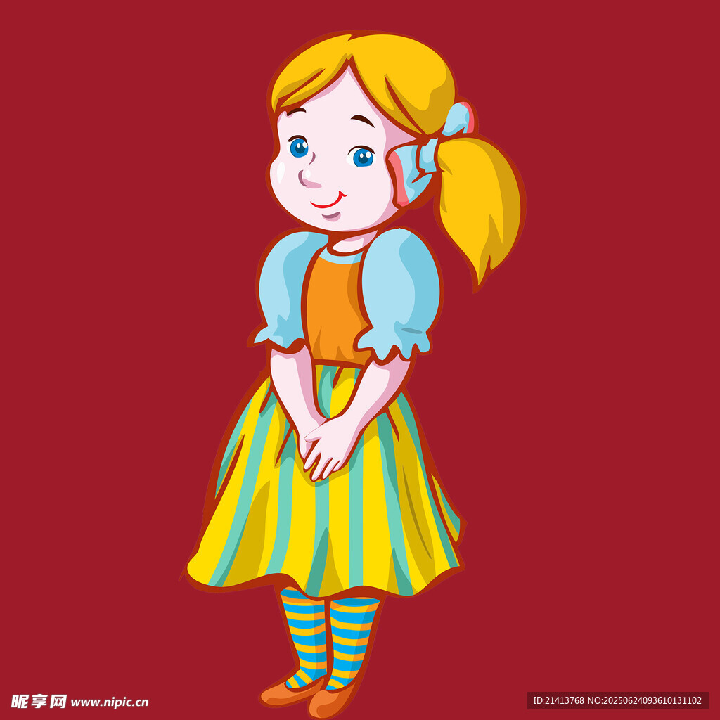 扎马尾的可爱小女孩