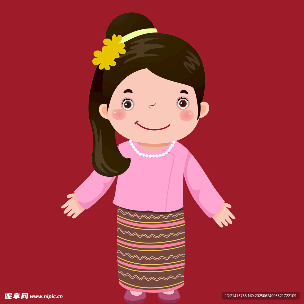 穿民族服饰的可爱小女孩
