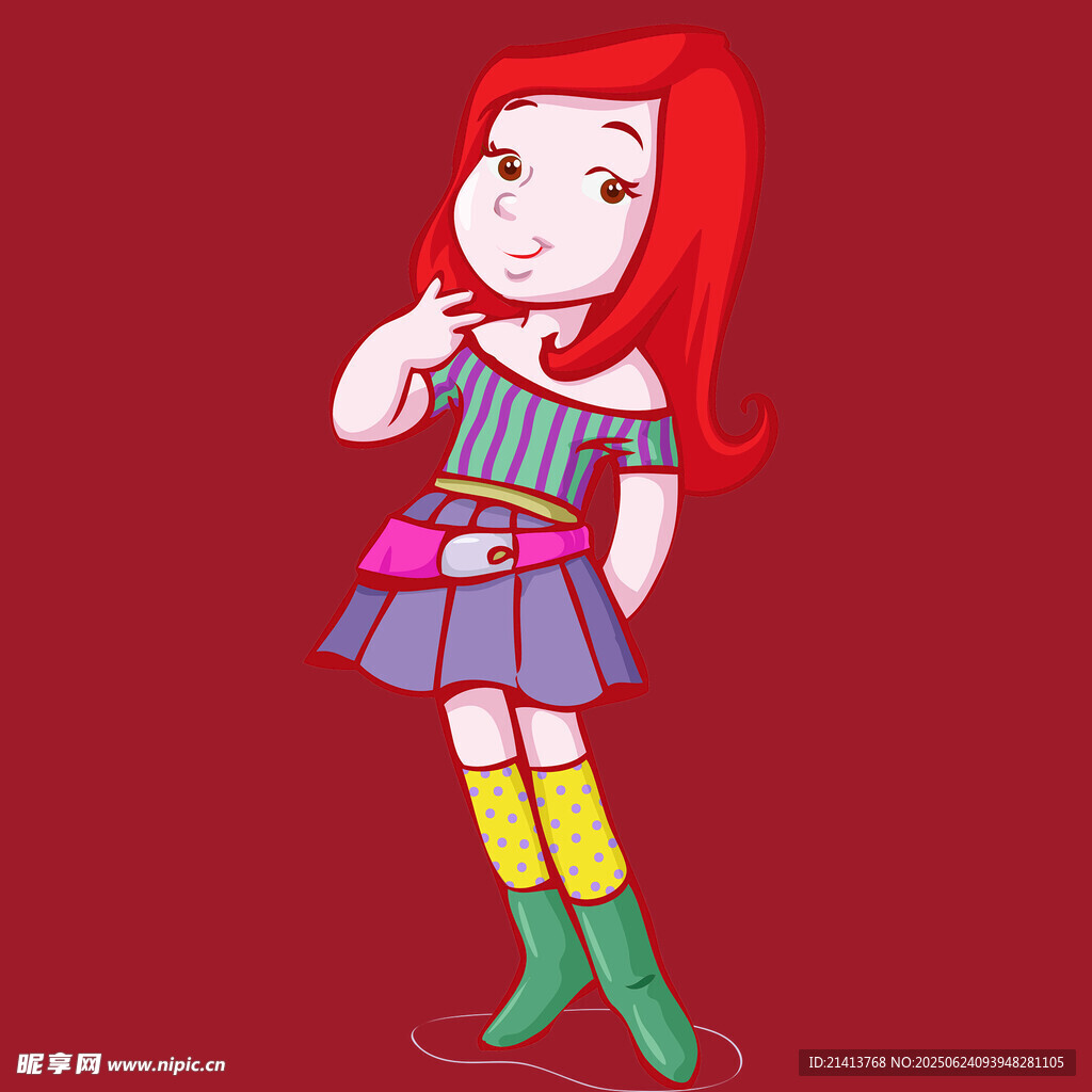 红发女孩俏皮姿态