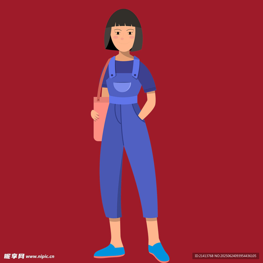 穿背带裤的时尚女孩