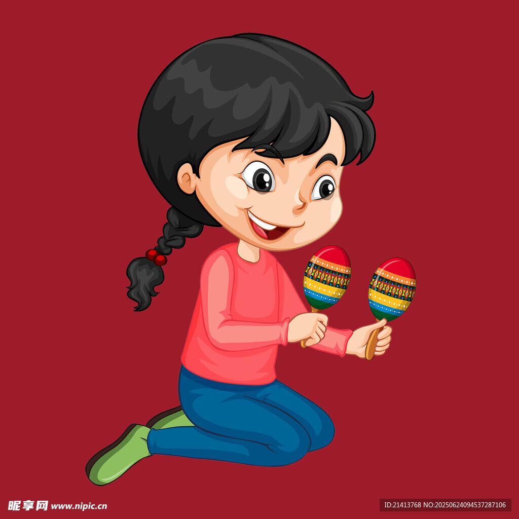 玩彩色沙锤的可爱小女孩