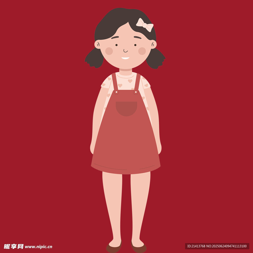 穿红裙的卡通女孩
